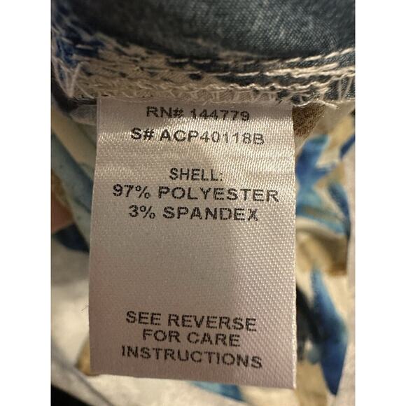 12th Tribe Perla Blue Watercolor Satin Wide Leg Pants Elastic Waist Sz M NWT - Picture 10 of 14